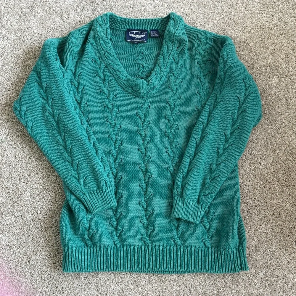 Best Sweater Womens M Teal Long Sleeve Ramie sleeves